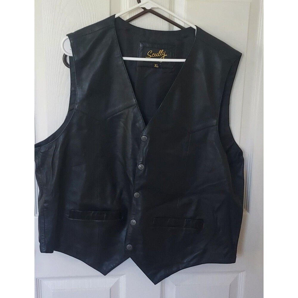 Scully Leather Mens Western Lambskin Snap Front Vest Black Soft Touch XL